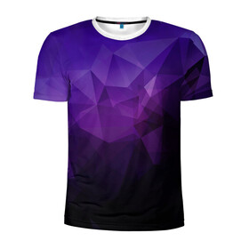 Мужская футболка 3D спортивная с принтом PolyViolet в Белгороде, 100% полиэстер с улучшенными характеристиками | приталенный силуэт, круглая горловина, широкие плечи, сужается к линии бедра | полигон | тёмный | треугольники | фиолетовый