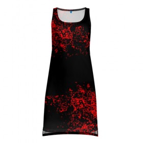 Платье-майка 3D с принтом Капли красок в Белгороде, 100% полиэстер | полуприлегающий силуэт, широкие бретели, круглый вырез горловины, удлиненный подол сзади. | брызки | красный | черный