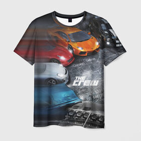 Мужская футболка 3D с принтом The CREW в Белгороде, 100% полиэфир | прямой крой, круглый вырез горловины, длина до линии бедер | car | crew | dirt | grid | nfs | гонки | машина | нфс