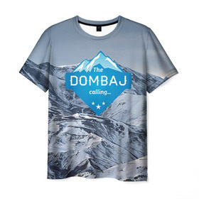 Мужская футболка 3D с принтом Домбай в Белгороде, 100% полиэфир | прямой крой, круглый вырез горловины, длина до линии бедер | Тематика изображения на принте: домбай