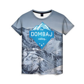 Женская футболка 3D с принтом Домбай в Белгороде, 100% полиэфир ( синтетическое хлопкоподобное полотно) | прямой крой, круглый вырез горловины, длина до линии бедер | домбай