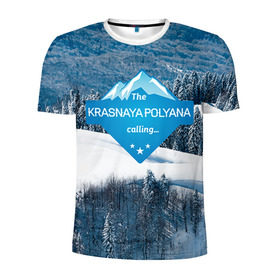 Мужская футболка 3D спортивная с принтом Красная поляна в Белгороде, 100% полиэстер с улучшенными характеристиками | приталенный силуэт, круглая горловина, широкие плечи, сужается к линии бедра | горнолыжный курорт | горы | зима | красная поляна | лыжи | парк | роза хуторов | снег | сноутборд | сочи