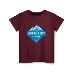 Детская футболка хлопок с принтом Горы зовут в Белгороде, 100% хлопок | круглый вырез горловины, полуприлегающий силуэт, длина до линии бедер | альпинизм | горы | лыжи | сноуборд