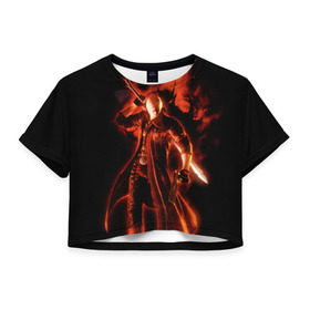 Женская футболка 3D укороченная с принтом Devil May Cry в Белгороде, 100% полиэстер | круглая горловина, длина футболки до линии талии, рукава с отворотами | devil | данте | дьявол | слэшер