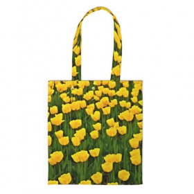 Сумка 3D повседневная с принтом Жёлтые тюльпаны в Белгороде, 100% полиэстер | Плотность: 200 г/м2; Размер: 34×35 см; Высота лямок: 30 см | поле | цветы | яркий