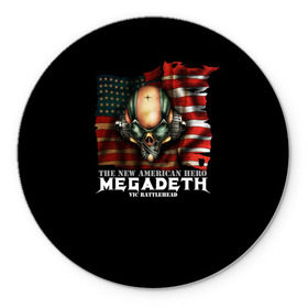 Коврик круглый с принтом Megadeth #3 в Белгороде, резина и полиэстер | круглая форма, изображение наносится на всю лицевую часть | Тематика изображения на принте: dave | megadeth | metal | mustaine | rattlehead | rock | thrash | vic | дейв | мастейн | мегадез | мегадет | мегедес | метал | рок | треш