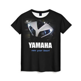 Женская футболка 3D с принтом Yamaha в Белгороде, 100% полиэфир ( синтетическое хлопкоподобное полотно) | прямой крой, круглый вырез горловины, длина до линии бедер | yamaha | yzf | байк | байкер | мото | мотоцикл | мотоциклист | ямаха