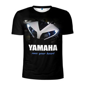 Мужская футболка 3D спортивная с принтом Yamaha в Белгороде, 100% полиэстер с улучшенными характеристиками | приталенный силуэт, круглая горловина, широкие плечи, сужается к линии бедра | yamaha | yzf | байк | байкер | мото | мотоцикл | мотоциклист | ямаха