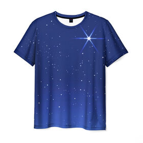 Мужская футболка 3D с принтом Звезда пленительного счастья в Белгороде, 100% полиэфир | прямой крой, круглый вырез горловины, длина до линии бедер | блеск | галактика | звёзды | космос | лучи | небо | ночь
