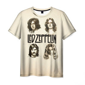 Мужская футболка 3D с принтом Led Zeppelin 1 в Белгороде, 100% полиэфир | прямой крой, круглый вырез горловины, длина до линии бедер | Тематика изображения на принте: led zeppelin | лед зеппелин | роберт плант