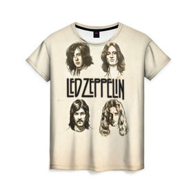 Женская футболка 3D с принтом Led Zeppelin 1 в Белгороде, 100% полиэфир ( синтетическое хлопкоподобное полотно) | прямой крой, круглый вырез горловины, длина до линии бедер | led zeppelin | лед зеппелин | роберт плант