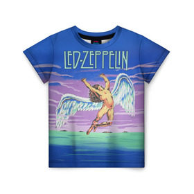 Детская футболка 3D с принтом Led Zeppelin 2 в Белгороде, 100% гипоаллергенный полиэфир | прямой крой, круглый вырез горловины, длина до линии бедер, чуть спущенное плечо, ткань немного тянется | Тематика изображения на принте: led zeppelin | лед зеппелин | роберт плант