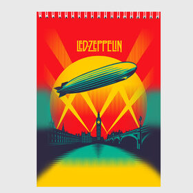 Скетчбук с принтом Led Zeppelin 3 в Белгороде, 100% бумага
 | 48 листов, плотность листов — 100 г/м2, плотность картонной обложки — 250 г/м2. Листы скреплены сверху удобной пружинной спиралью | led zeppelin | лед зеппелин | роберт плант