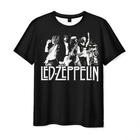 Мужская футболка 3D с принтом Led Zeppelin 4 в Белгороде, 100% полиэфир | прямой крой, круглый вырез горловины, длина до линии бедер | Тематика изображения на принте: led zeppelin | лед зеппелин | роберт плант