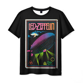 Мужская футболка 3D с принтом Led Zeppelin 6 в Белгороде, 100% полиэфир | прямой крой, круглый вырез горловины, длина до линии бедер | led zeppelin | лед зеппелин | роберт плант