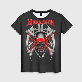 Женская футболка 3D с принтом Megadeth 2 в Белгороде, 100% полиэфир ( синтетическое хлопкоподобное полотно) | прямой крой, круглый вырез горловины, длина до линии бедер | megadeth | дирк вербурен | дэвид эллефсон | дэйв мастейн | кико лоурейро | мегадэт