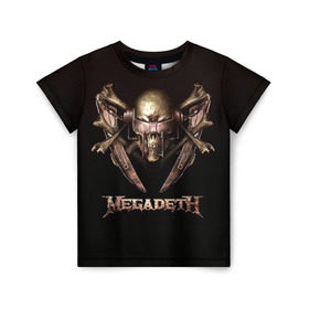 Детская футболка 3D с принтом Megadeth 3 в Белгороде, 100% гипоаллергенный полиэфир | прямой крой, круглый вырез горловины, длина до линии бедер, чуть спущенное плечо, ткань немного тянется | megadeth | дирк вербурен | дэвид эллефсон | дэйв мастейн | кико лоурейро | мегадэт