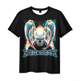 Мужская футболка 3D с принтом Megadeth 4 в Белгороде, 100% полиэфир | прямой крой, круглый вырез горловины, длина до линии бедер | Тематика изображения на принте: megadeth | дирк вербурен | дэвид эллефсон | дэйв мастейн | кико лоурейро | мегадэт
