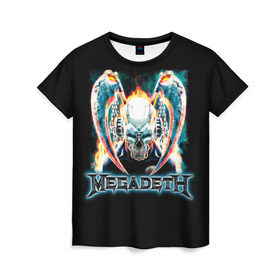Женская футболка 3D с принтом Megadeth 4 в Белгороде, 100% полиэфир ( синтетическое хлопкоподобное полотно) | прямой крой, круглый вырез горловины, длина до линии бедер | megadeth | дирк вербурен | дэвид эллефсон | дэйв мастейн | кико лоурейро | мегадэт