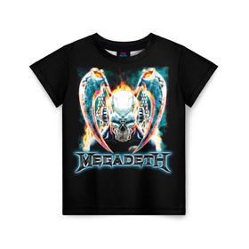 Детская футболка 3D с принтом Megadeth 4 в Белгороде, 100% гипоаллергенный полиэфир | прямой крой, круглый вырез горловины, длина до линии бедер, чуть спущенное плечо, ткань немного тянется | megadeth | дирк вербурен | дэвид эллефсон | дэйв мастейн | кико лоурейро | мегадэт