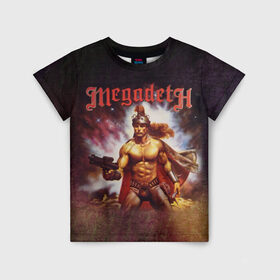 Детская футболка 3D с принтом Megadeth 6 в Белгороде, 100% гипоаллергенный полиэфир | прямой крой, круглый вырез горловины, длина до линии бедер, чуть спущенное плечо, ткань немного тянется | Тематика изображения на принте: megadeth | дирк вербурен | дэвид эллефсон | дэйв мастейн | кико лоурейро | мегадэт