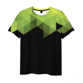 Мужская футболка 3D с принтом Trianse Green в Белгороде, 100% полиэфир | прямой крой, круглый вырез горловины, длина до линии бедер | trianse | абстракция | бумага | геометрия | грани | изгиб | линии | оптические | полигоны | полосы | постель | розовый | сочетания | текстура | треугольники