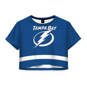 Женская футболка 3D укороченная с принтом Tampa Bay Stamkos в Белгороде, 100% полиэстер | круглая горловина, длина футболки до линии талии, рукава с отворотами | 91 | steven christopher stamkos | tampa bay lightning | нхл | стивен стэмкос | тампа бэй лайтнинг | хоккей