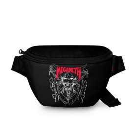 Поясная сумка 3D с принтом Megadeth в Белгороде, 100% полиэстер | плотная ткань, ремень с регулируемой длиной, внутри несколько карманов для мелочей, основное отделение и карман с обратной стороны сумки застегиваются на молнию | dave | megadeth | metal | mustaine | rattlehead | rock | thrash | vic | дейв | мастейн | мегадет | метал | рок | треш