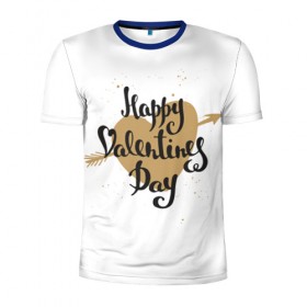 Мужская футболка 3D спортивная с принтом Happy Valentine`s Day в Белгороде, 100% полиэстер с улучшенными характеристиками | приталенный силуэт, круглая горловина, широкие плечи, сужается к линии бедра | 
