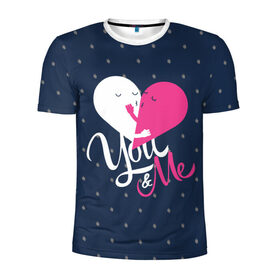 Мужская футболка 3D спортивная с принтом Valentine`s Day, you and my в Белгороде, 100% полиэстер с улучшенными характеристиками | приталенный силуэт, круглая горловина, широкие плечи, сужается к линии бедра | 14 | february | half | heart | holiday | love | two | valentines day | you and i | две | день святого валентина | любовь | половинки | праздник | сердце | ты и я | февраль