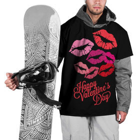 Накидка на куртку 3D с принтом Happy Valentine`s Day в Белгороде, 100% полиэстер |  | Тематика изображения на принте: 14 | february | happy valentines day | holiday | kisses | lips | love | губы | любовь | поцелуи | праздник | счастливый день святого валентина | февраль