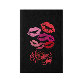 Обложка для паспорта матовая кожа с принтом Happy Valentine`s Day в Белгороде, натуральная матовая кожа | размер 19,3 х 13,7 см; прозрачные пластиковые крепления | Тематика изображения на принте: 14 | february | happy valentines day | holiday | kisses | lips | love | губы | любовь | поцелуи | праздник | счастливый день святого валентина | февраль
