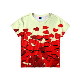 Детская футболка 3D с принтом valentine`s day в Белгороде, 100% гипоаллергенный полиэфир | прямой крой, круглый вырез горловины, длина до линии бедер, чуть спущенное плечо, ткань немного тянется | 14 февраля | valentines day | день влюбленных | игрушка | любовь | сердечки | сердце