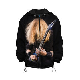 Детская куртка 3D с принтом Dave Mustaine в Белгороде, 100% полиэстер | застежка — молния, подол и капюшон оформлены резинкой с фиксаторами, по бокам — два кармана без застежек, один потайной карман на груди, плотность верхнего слоя — 90 г/м2; плотность флисового подклада — 260 г/м2 | dave | megadeth | metal | mustaine | rattlehead | rock | thrash | vic | дейв | мастейн | мегадет | метал | рок | треш