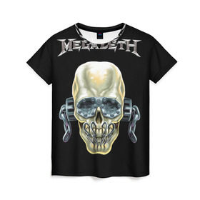 Женская футболка 3D с принтом Megadeth в Белгороде, 100% полиэфир ( синтетическое хлопкоподобное полотно) | прямой крой, круглый вырез горловины, длина до линии бедер | Тематика изображения на принте: dave | megadeth | metal | mustaine | rattlehead | rock | thrash | vic | дейв | мастейн | мегадет | метал | рок | треш