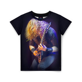 Детская футболка 3D с принтом Dave Mustaine в Белгороде, 100% гипоаллергенный полиэфир | прямой крой, круглый вырез горловины, длина до линии бедер, чуть спущенное плечо, ткань немного тянется | dave | megadeth | metal | mustaine | rattlehead | rock | thrash | vic | дейв | мастейн | мегадет | метал | рок | треш
