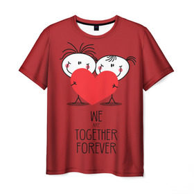 Мужская футболка 3D с принтом Мы вместе навсегда в Белгороде, 100% полиэфир | прямой крой, круглый вырез горловины, длина до линии бедер | 14 | boy | celebration | february | girl | heart | love | valentines day | we are together forever | девочка | день святого валентина | любовь | мальчик | мы вместе навсегда | праздник | сердце | февраль