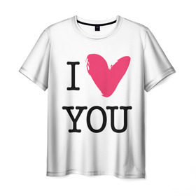 Мужская футболка 3D с принтом Valentine`s Day, I Iove you в Белгороде, 100% полиэфир | прямой крой, круглый вырез горловины, длина до линии бедер | Тематика изображения на принте: 14 | february | heart | holiday | i love you | valentines day | день святого валентина | праздник | сердце | февраль | я люблю тебя
