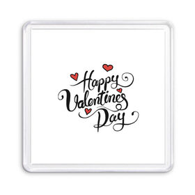 Магнит 55*55 с принтом Happy Valentine`s Day в Белгороде, Пластик | Размер: 65*65 мм; Размер печати: 55*55 мм | Тематика изображения на принте: 