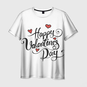 Мужская футболка 3D с принтом Happy Valentine`s Day в Белгороде, 100% полиэфир | прямой крой, круглый вырез горловины, длина до линии бедер | Тематика изображения на принте: 