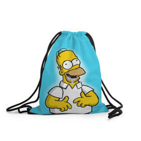 Рюкзак-мешок 3D с принтом Гомер в Белгороде, 100% полиэстер | плотность ткани — 200 г/м2, размер — 35 х 45 см; лямки — толстые шнурки, застежка на шнуровке, без карманов и подкладки | gomer | желтый | мультик | симпсон
