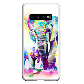 Чехол для Samsung Galaxy S10 с принтом Слоны в Белгороде, Силикон | Область печати: задняя сторона чехла, без боковых панелей | animal | art | bright | child | color | elephants | family | mother | rainbow | spectrum | животные | искусство | мама | радуга | ребенок | семья | слоны | спектр | цвета | яркие