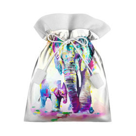 Подарочный 3D мешок с принтом Слоны в Белгороде, 100% полиэстер | Размер: 29*39 см | animal | art | bright | child | color | elephants | family | mother | rainbow | spectrum | животные | искусство | мама | радуга | ребенок | семья | слоны | спектр | цвета | яркие