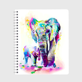 Тетрадь с принтом Слоны в Белгороде, 100% бумага | 48 листов, плотность листов — 60 г/м2, плотность картонной обложки — 250 г/м2. Листы скреплены сбоку удобной пружинной спиралью. Уголки страниц и обложки скругленные. Цвет линий — светло-серый
 | animal | art | bright | child | color | elephants | family | mother | rainbow | spectrum | животные | искусство | мама | радуга | ребенок | семья | слоны | спектр | цвета | яркие