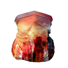 Бандана-труба 3D с принтом Ночной город в Белгороде, 100% полиэстер, ткань с особыми свойствами — Activecool | плотность 150‒180 г/м2; хорошо тянется, но сохраняет форму | art | bright | buildings | city | color | night | painting | red | reflection | river | sunset | water | вода | город | закат | здания | искусство | картина | красный | ночь | отражение | река | цвета | яркие
