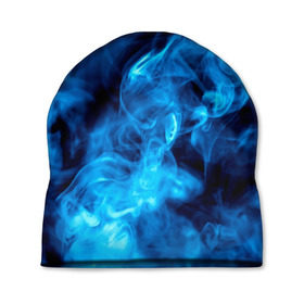 Шапка 3D с принтом Smoke в Белгороде, 100% полиэстер | универсальный размер, печать по всей поверхности изделия | Тематика изображения на принте: дым | огонь | пламя | синий