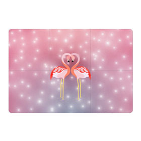 Магнитный плакат 3Х2 с принтом Влюбленные фламинго в Белгороде, Полимерный материал с магнитным слоем | 6 деталей размером 9*9 см | 14 февраля | день всех влюбленных | любовь | птицы | фламинго