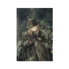 Обложка для паспорта матовая кожа с принтом Девушка с оружием в Белгороде, натуральная матовая кожа | размер 19,3 х 13,7 см; прозрачные пластиковые крепления | Тематика изображения на принте: anime | eyes | forest camouflage | girl | green | guns | japanese | rifle | sniper | аниме | винтовка | глаза | девушка | зеленые | камуфляж | лес | оружие | снайпер | японская