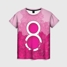 Женская футболка 3D с принтом 8 марта в Белгороде, 100% полиэфир ( синтетическое хлопкоподобное полотно) | прямой крой, круглый вырез горловины, длина до линии бедер | 8 марта | подарок бабушке | подарок жене | подарок маме | подарок на 8 марта