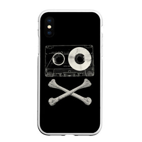 Чехол для iPhone XS Max матовый с принтом Pirate Music в Белгороде, Силикон | Область печати: задняя сторона чехла, без боковых панелей | Тематика изображения на принте: 80s | 90s | bone | dance | disco | music | pirate | retro | skelet | skull | tape | диско | кассета | кости | музыка | пират | ретро | скелет | череп